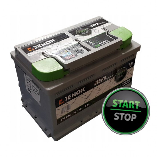 Akumuliatorius Jenox EFB START STOP 70ah720a Akumuliatorius Jenox EFB START STOP 70ah720a
